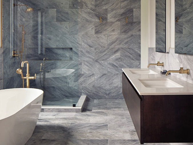 Luxury bathroom with free standing bathtub